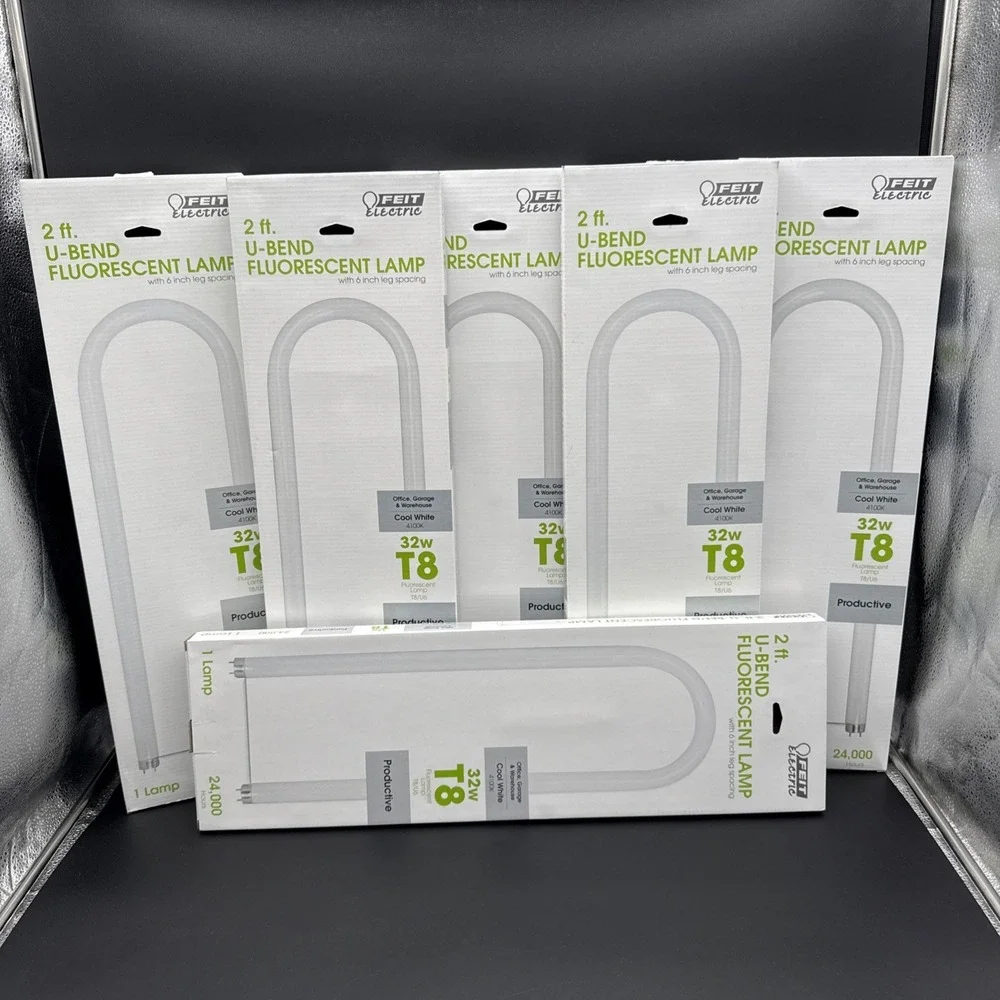 Six(6) Feit Electric 2 Ft. U-Bend Fluorescent Lamp Cool White 4100k 32w T8/U2